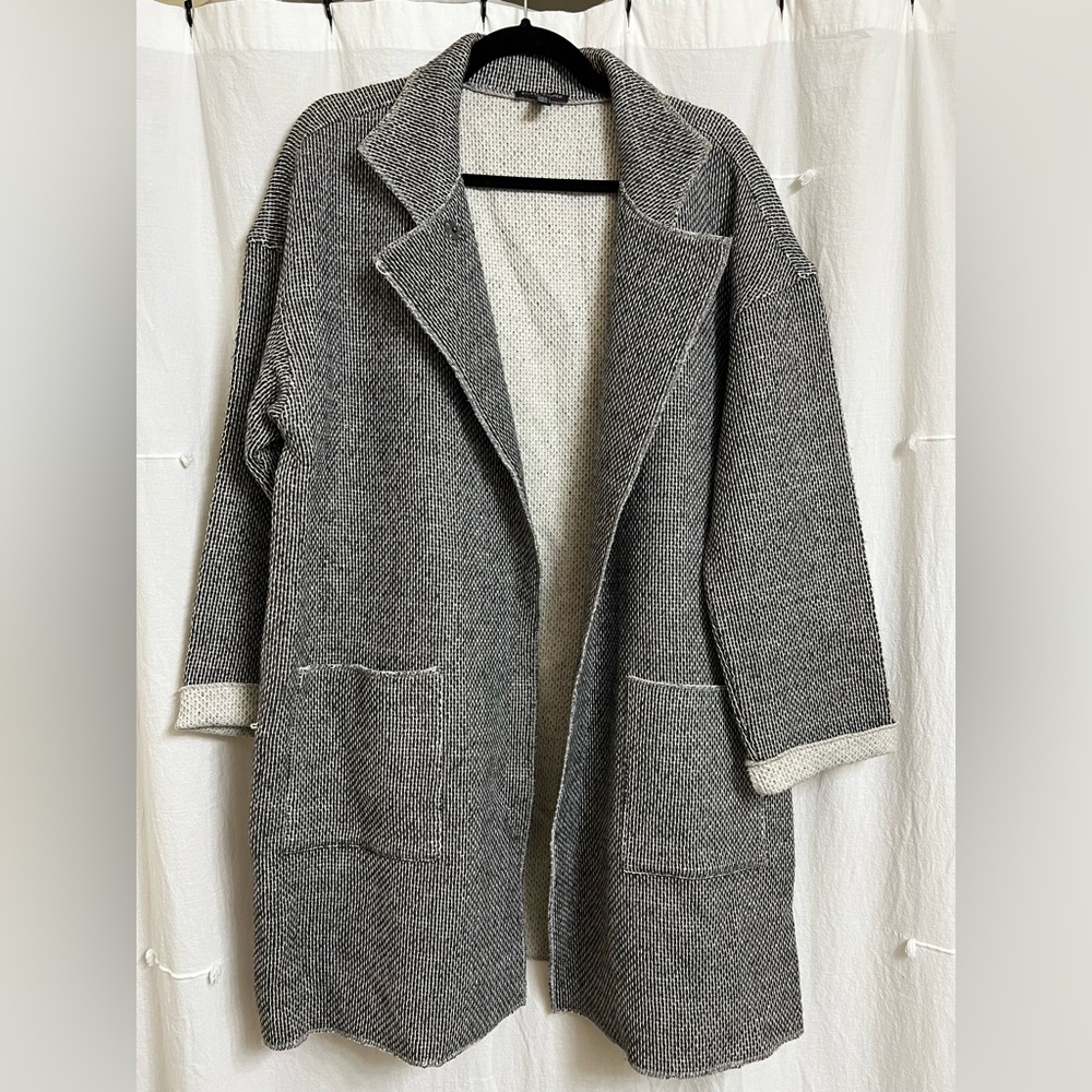 Eileen Fisher Long Coat/Cardigan in Dark Grey Weaving